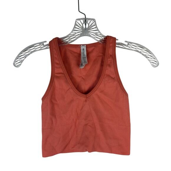 Athleta Tops - Athleta Aurora Seamless Crop Ribbed Tank Size XXS Peach Orange Yoga
